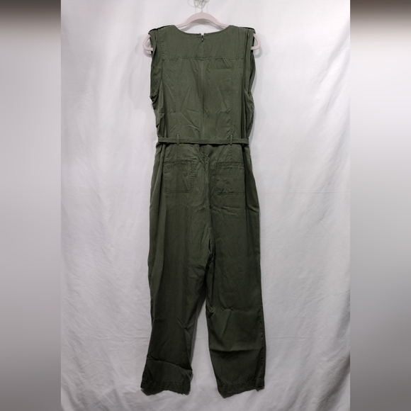 Banana Republic Classic Utility Jumpsuit Women's 14 Army Green Baggy Lagenlook - Picture 5 of 9
